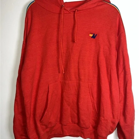 Aviator Nation Red Hoodie with Embroidered Lightening Bolts Medium - Picture 1 of 6